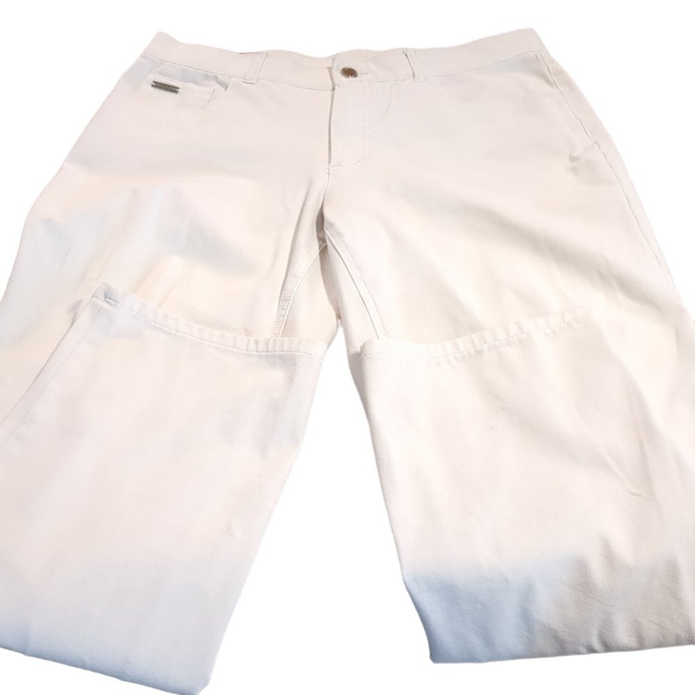 Woman's Size 12P H by Halston White Pants Straight Leg Winter Whites!!